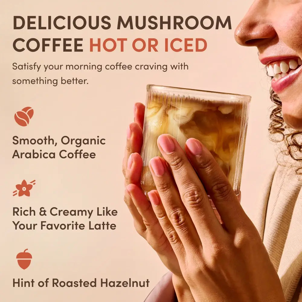 Iced coffee with text