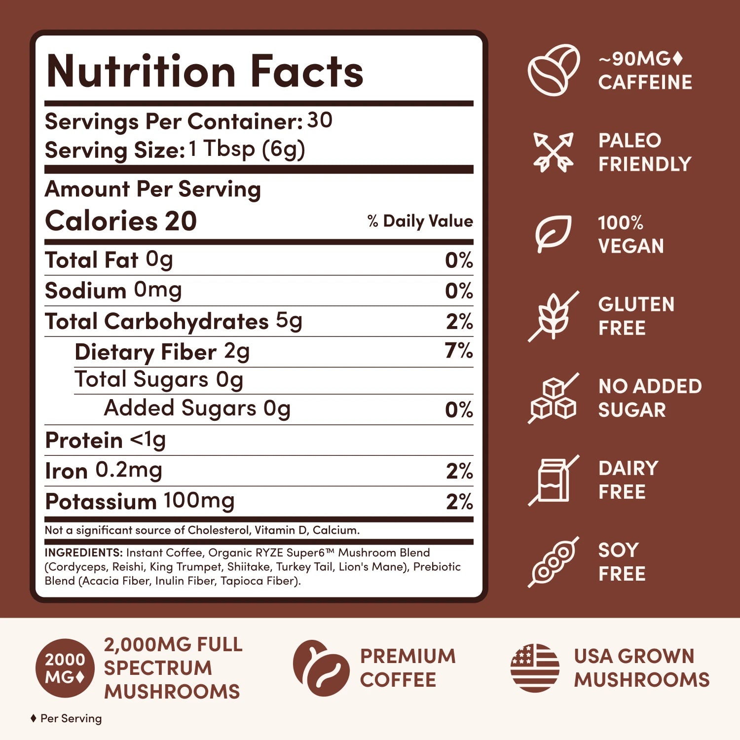 Nutrition facts label with health benefits on a brown background