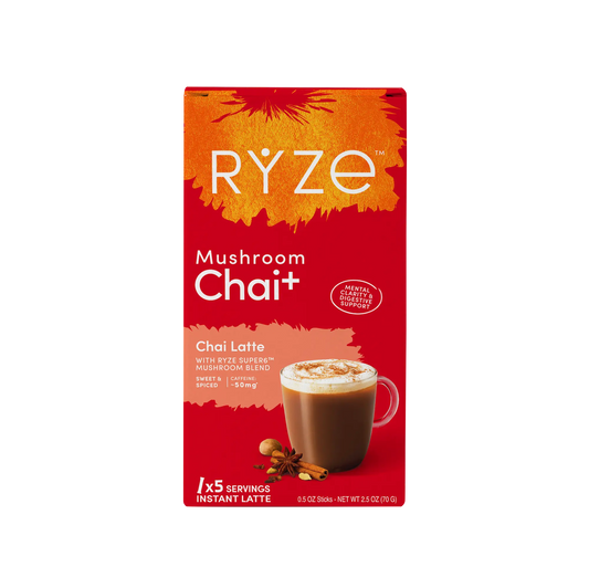 RYZE Mushroom Chai instant latte package available at Target