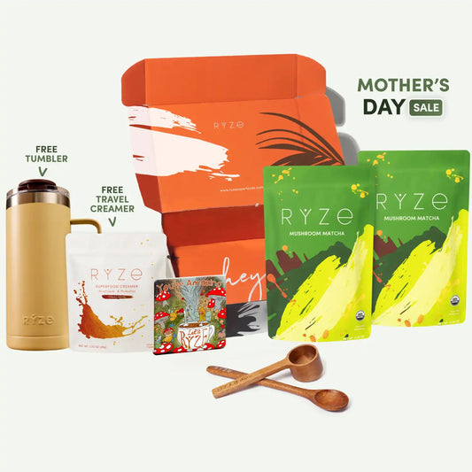 RYZE mushroom Matcha Starter 60 Servings Compressed – Mother's Day Sale