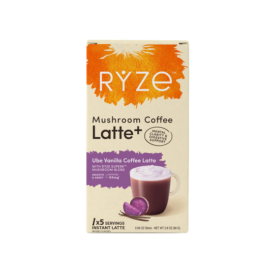 Box of RYZE Mushroom Ube Vanilla Coffee Latte available at Target