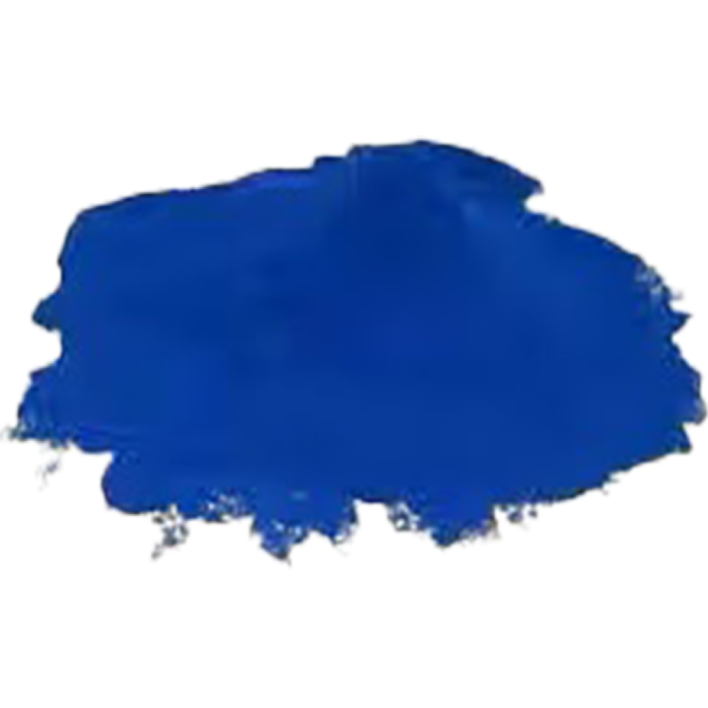 Blue paint blob with uneven edges on a transparent background.